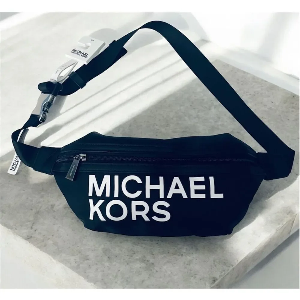 NWT Gorgeous Michael Kors Signature Sling Bag Fanny Pack with Silver Hardware